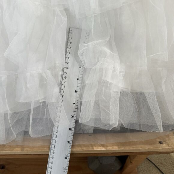 Mac Duggal Dress Women's 4 White Tiered Ruffle Strapless Ball Gown Bridal Tulle - Picture 11 of 12